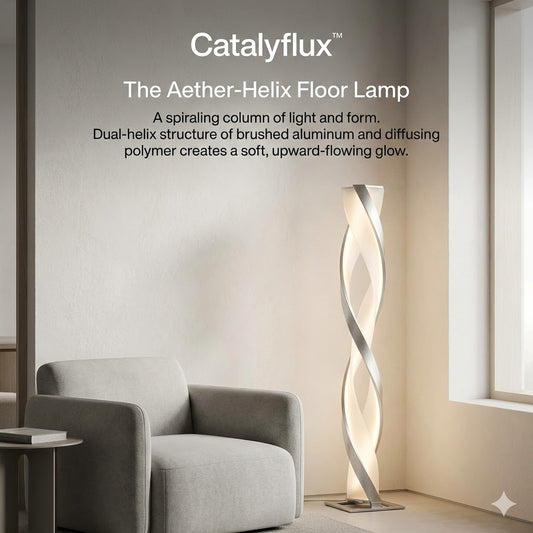 ∾ Catalyflux™ THE AETHER-HELIX FLOOR LAMP "Illumination, woven into the fabric of your space. A biological form translated into pure ambient energy."